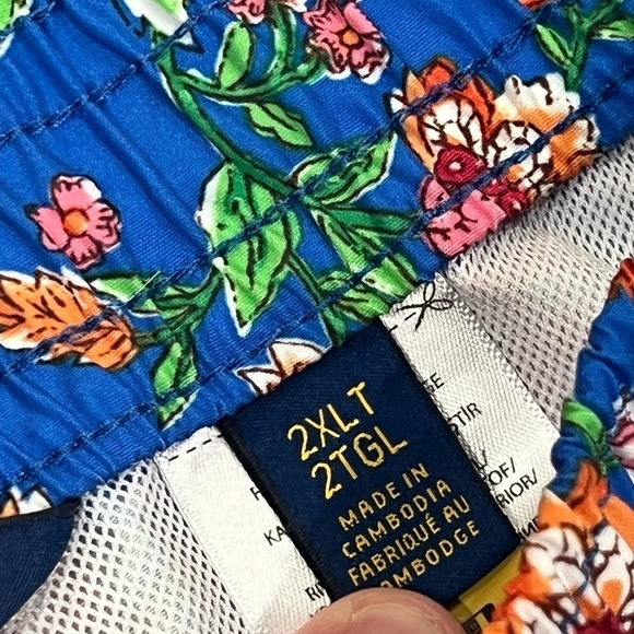 Polo Ralph Lauren 2XLT Tall Navy Paisley Floral Lined Horse Logo Swim Trunks - Picture 9 of 13
